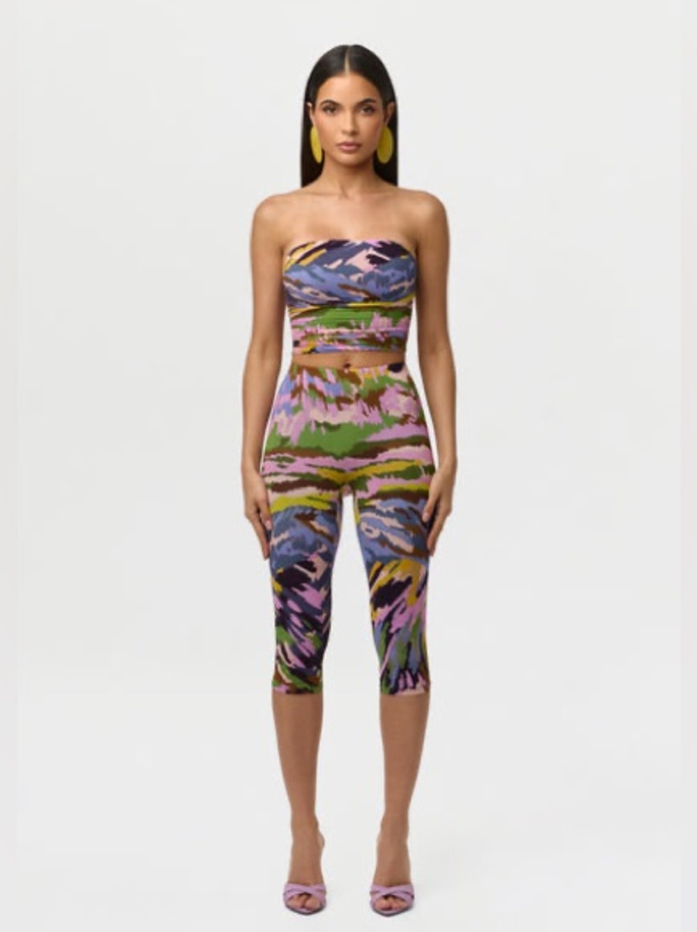 naked wardrobe capri legging brush storm print